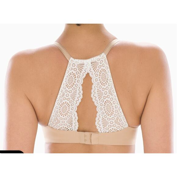 SOMA Nude Embraceable Geo Lace Racerback Full Coverage Bra padded underwire 34DD - Picture 2 of 7